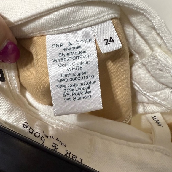 NWT Rag & Bone Woman’s Crisp White Skinny Jeans - Picture 5 of 5
